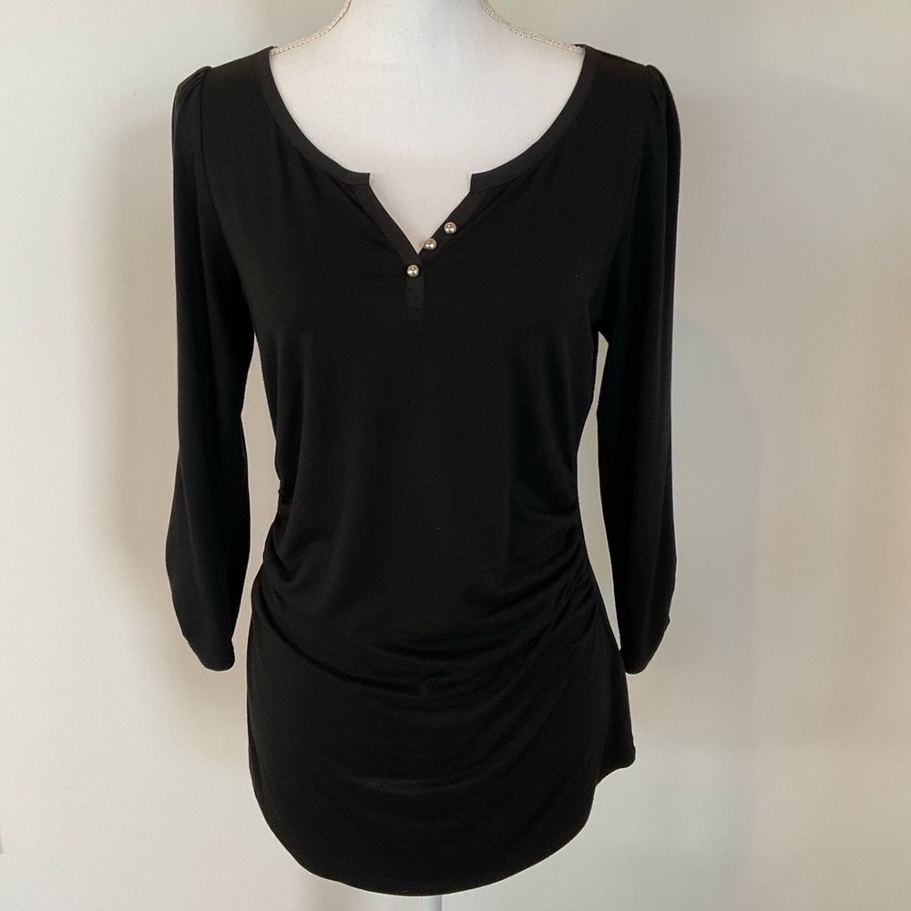 White House Black Market Black Top with Pearl Accents